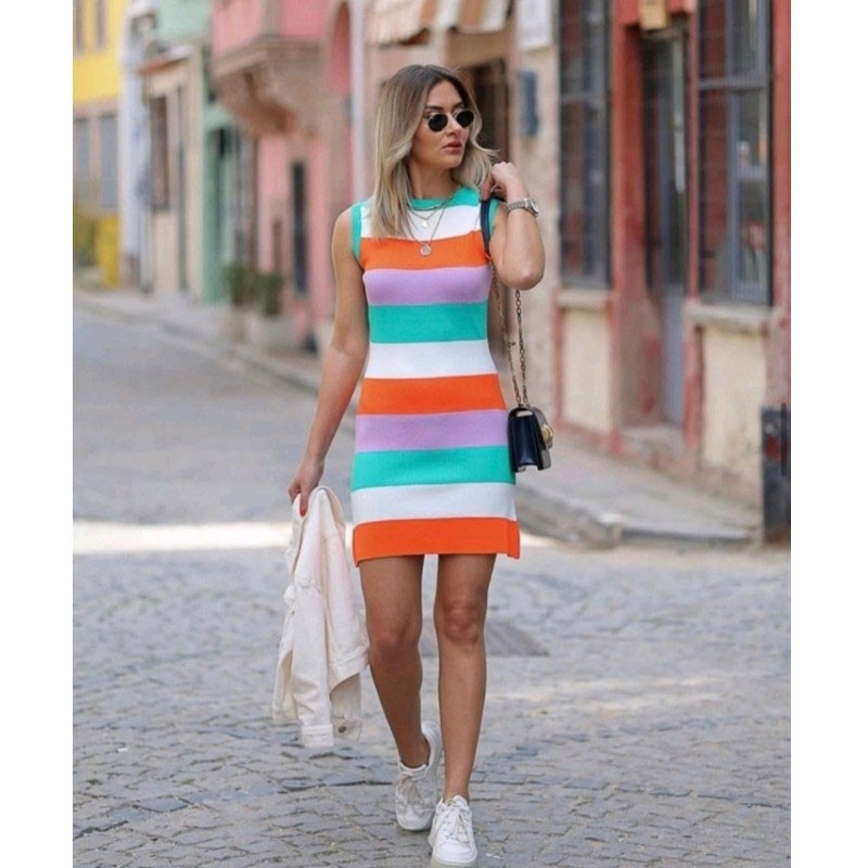 Elastic dress perennial stripe